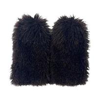 Fashion Faux Fur Curly Furry Leg Warmers 40cm Solid Color Long Tube Sock Kawaii Thickened Knee High Girls Socks Daily Use One Size black