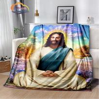 Religinio Jėzaus kašmyro antklodė 3D spausdinta Kristaus lovatiesė Flanelinė antklodė Mergelė Marija -Jėzus serijos patogi namų antklodė 75x90cm