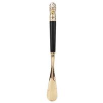 Metalinis liūto galvos batų rago formos įrankis su medine ilga rankena, batų įdėjimo įrankis, batų šaukštas, įrankis, juodas, 49 cm black