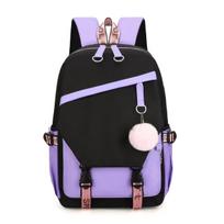 Splash-Proof Nylon Schoolbag For Teenage Girls Large Capacity Cute Aesthetic Shoulder Backpack white