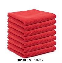 10 PCS Multi-Purpose Kitchen Dish Cloth Microfiber Cleaning Cloth Scouring Pad for Car and Home  Multifunctional Cleaning Cloth 10pcs raudona