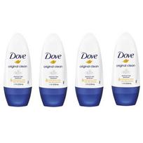 Dove Original Clean Roll-On Deodorant Aluminum-Free All-Day Odor Prevention 4-Pack 1.7 FL Oz Each (4 Bottles) white