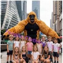 Cartoon Doll Costume 2.6-meter Inflatable Gorilla Mascot Costume Cartoon Doll King Kong Plush Party Advertisement and Role Playi 2.0M black