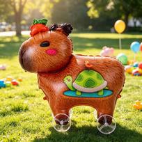Walking Cartoon Foil Animal Balloon 1Pcs Standable With Wheels Non-toxic for Kids Birthday Party Gift Home Decoration A7 brown