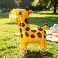 Walking Cartoon Foil Animal Balloon 1Pcs Standable With Wheels Non-toxic for Kids Birthday Party Gift Home Decoration A2 yellow