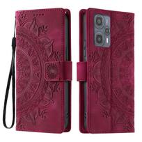 for Xiaomi POCO F5 Mandala Embossed PU Leather Flip Wallet Phone Case POCO F5 raudona