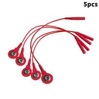 Standartinės elektrodų laidai Kabeliai Elektrodų laidai DC galvutė 2 mm spaudžiamoji jungtis 3,5 mm kištukas TENS/EMS masažuoklio terapijos elektrodų pirštinėms red 5pcs