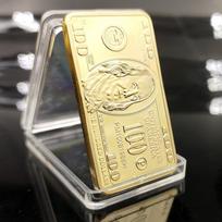 JAV 100 dolerių taurieji metalai 24K aukso luitas Amerikos metalinė moneta Auksiniai luitai USD onesize gray