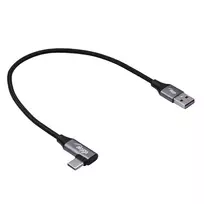 Akyga AK-USB-58 kampinis USB-C į USB-A kabelis, 30 cm, 60 W, pintas, juodas
