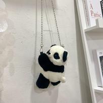 Cute panda flower backpack female cartoon hug rich apple plush bag lightweight backpack travel small backpack white