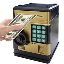 Children's Cartoon ATM Safe: Automatic Money Rolling Password Box auksas