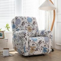 Stretch Sofa Recliner Cover Printted Recliner Chair Covers Slipcover With Side Pocket Washable 1/2/3-Seater Sofa Couch Protector gray