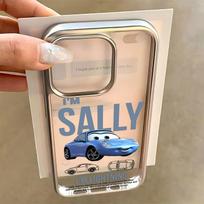 Automobiliai L-Žaibas M-Makvynas Telefono dėklas, skirtas iPhone 17 16e 16 15 14 13 12 11 Pro Max X XR Air Plus, prabangus skaidrus minkštas galinis dangtelis iPhone 16 Pro gray