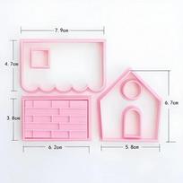 1Set Gingerbread House Cookie Cutter kit 3D Christmas Home Mold Cartoon Fondant Cookie Stamp New Year Cake Decor Baking Supplies white