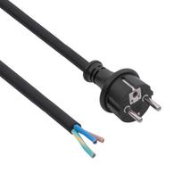 Akyga AK-OT-02S CEE 7/7 guminis maitinimo kabelis su atviru galu, H05RR-F 3x 1,5 mm², 1,8 m, juodas