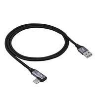 Akyga AK-USB-74 USB-A į kampuotą USB-C pintas kabelis, USB 2.0, 60 W, 1 m, juodas