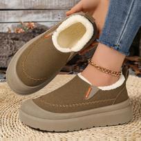 Women Winter Fleece Lined Slip On Lazy Shoes, Thick Soft Sole Versatile Casual Footwear for Commute Student Daily Wear 36 brown