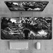 XXL Mouse Pad Anime Berserk Gamer Keyboard Key cap Mause pads Large Rubber Gaming sword berserk pc accessories Cabinet Desk mat 30cmx60cm(11.8x23.6inch) gray