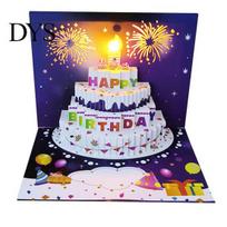 Birthday Card with Sound Effects 3D Fly-out Light Music Happy Glowing Cake Design Greeting Interactive Fun Lights gray