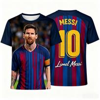 2026 Nauji Messi 10 numerio futbolo marškinėliai Vaikams T-shirt 3D futbolo T-shirt Vasaros mada Atminimo Laisvalaikio Sportinis Viršus 120 brown