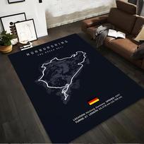 Nürburgring Race Track Map Rug Non-slip rug suitable for living room and bedroom sofas. 230x160cm( 90x62in )