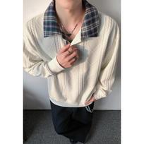 Hong Kong Style Fake Two Piece Polo Collar Sweatshirt Men Loose Plaid Stitching Long Sleeve Casual Top 5XL abrikosas