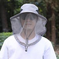 Foldable Mosquito Hat With Hidden Net Mesh Repellent Insect Bee Protection Casual Outdoor Sunscreen Fishing Cap Panama Hat pilka spalva