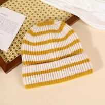 Women Winter Warm Striped Faux Cashmere Beanie Knit Hat One Size geltona