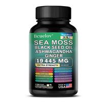 Bcuelov Sea Moss Black Seed Oil Ashwagandha Ginger 16-in-1 Supplement, with Turmeric, Bladderwrack, Burdock Root, Vitamin D3, C, 120 Caps 120 Capsules