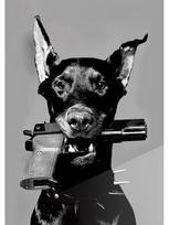 Juodai baltas dobermano ginklo mados prabangus plakatas, drobė, tapyba, gyvūnas, šuo, sienos paveikslas, skirtas gyvenamajam kambariui, namų dekoro freska 70x100cm No Fram