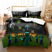 3D Skaitmeninės spaudos trijų dalių Minecraft žaidimo vaikiškas animacinis antklodės komplektas UK 135*200cm