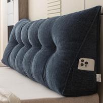 Sieninis trikampis galvūgalio pagalvys: Dviguba atlošas, minkštas apmušalas, sofos ir lovos juosmens atrama 60x50x20cm gray
