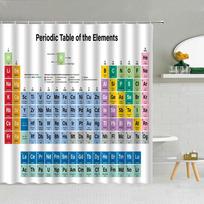 Chemija Kūrybinis Raštas Dušo Užuolaida Periodinė Elementų Lentelė Poliesterio Audinys Vonios Reikmenys Dekoras Su Kabliuku Plaunamas W60H190(CM)-1 Pcs white