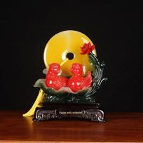Joyful Resin Craft Ornament: Exquisite Mandarin Duck Decoration for Office, Living Room, or Entryway—Symbol of Blessing and Prosperity 295x150x355 MM yellow