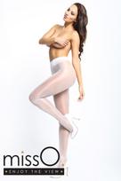 MissO P101 White XXL Tights with Discreet Cut-Out, Shiny Finish