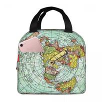 GleasonFlat Earth Map Research Flat Earth Insulated Lunch Bag for Kids School Cooler Thermal Food Box Tote Leakproof One Size beige