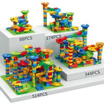 504PC DIY Marble Run Building Blocks Set, Large Particle Race Track Slide Toy, Creative Construction Playset for Kids 88pcs