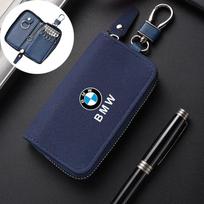 Leather Car Key Cover Case Multifunction Unisex Zipper Wallet Car Sticker For BMW 3 5 7 Series X1 X3 X4 X5 F10 F15 F16 F20 M3 M4 black
