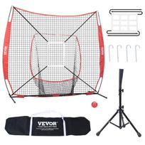 VEVOR 7x7 ft Baseball Softball Practice Net, Portable Baseball Training Net for Hitting Batting Catching Pitching