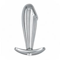 SuperLove Penis Butt Plug Silver-Clear Gem
