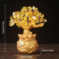 Laimės medžio turtas Geltonas krištolinis medis Natūralūs pinigų medžio papuošalai Bonsai stiliaus turtai Sėkmės feng shui papuošalai amatai A geltona