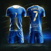 Special Edition Ronaldo No.7 Football Jersey Tee Shorts Set Sportwear Harajuku Summer Casual Kid Tshirt or 2 Piece Set 130 blue