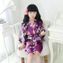 Vaikiškas chalatas Patogus ir elegantiškas temperamentas Šilkinis vaikiškas povo kimono chalatas Naktiniai marškiniai Naktiniai marškiniai Chalatas Moteriškas Kūdikio Namų Chalatas 14 violetinė