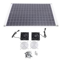 Solar Panel Exhaust Fan Kit 20W 18V Monocrystalline Silicon Solar Panel Dual Air Circulation Fan gray