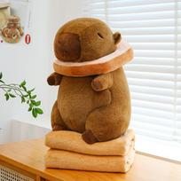 Vėžlio Kapibaros Pliušinis Žaislas Žaislai Skrudinta duona Kapi Oro Kondicionieriaus Antklodė Mergaičių Biuras Du Viename Pagalvė Automobilio Antklodė sitting height 40cm blanket 1 * 1.6m brown