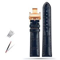 Klasikinis 19MM 20MM 21MM karvės odos laikrodžio dirželis Longines Masters Collection L3 L4 L2.628/L2.673 laikrodžiui su drugelio užsegimu 19mm black