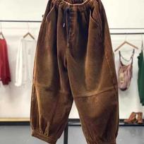 Rudeninės laisvalaikio velvetinės haremo kelnės moteriškos aukštu juosmeniu Retro laisvos moteriškos oversize mamos kelnės. XL kava