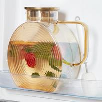 Snail Glass Pitcher 2.5L 84oz Large Iced Tea Pitcher with Handle Lids for Fridge Door Water Jug Sun Tea Bottles Cold Water Cups auksas