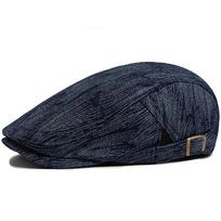 Fashion Denim Men's Beret Vintage Print Newsboy Caps Women's Summer Panama Hat Casual Sun Visor Flat Cap For Male Retro Berets black