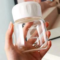 300ml Small Water Bottle Glass Portable Leakproof Mug Juice Milk Drinking Cup with Scale Suitable for Outdoor Kitchen School 300ml balta
